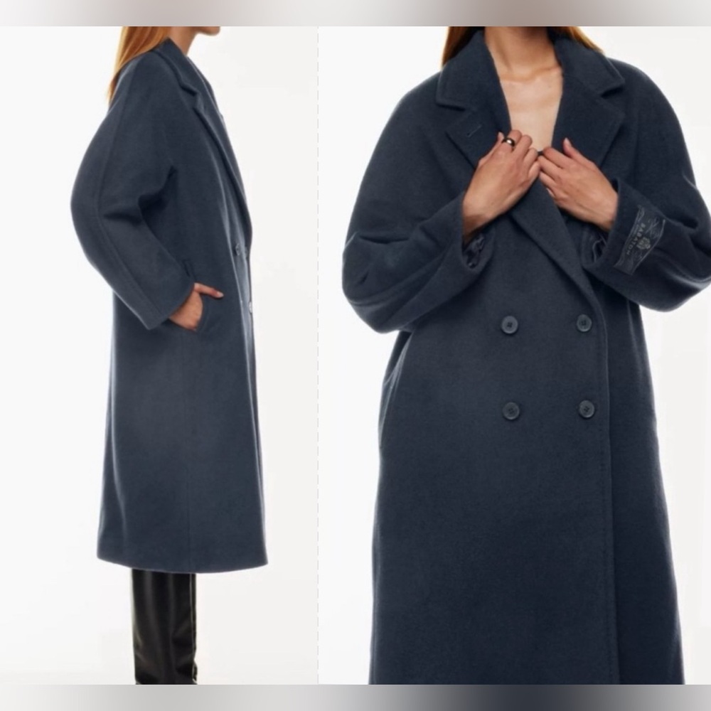 Aritzia Slouch Coat 100% wool in Navy